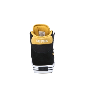 Supra Mens VAIDER Black/Golden/white High Top Shoes | CA-65135